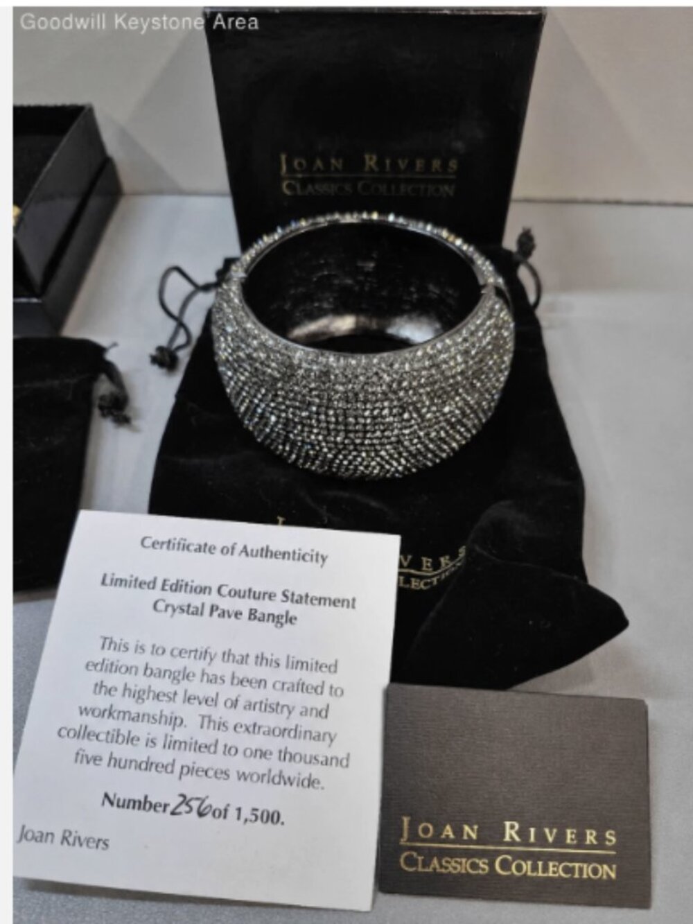 Joan Rivers Crystal Pave Bangle Bracelet Limited Edition #256/1500/COA w/ box